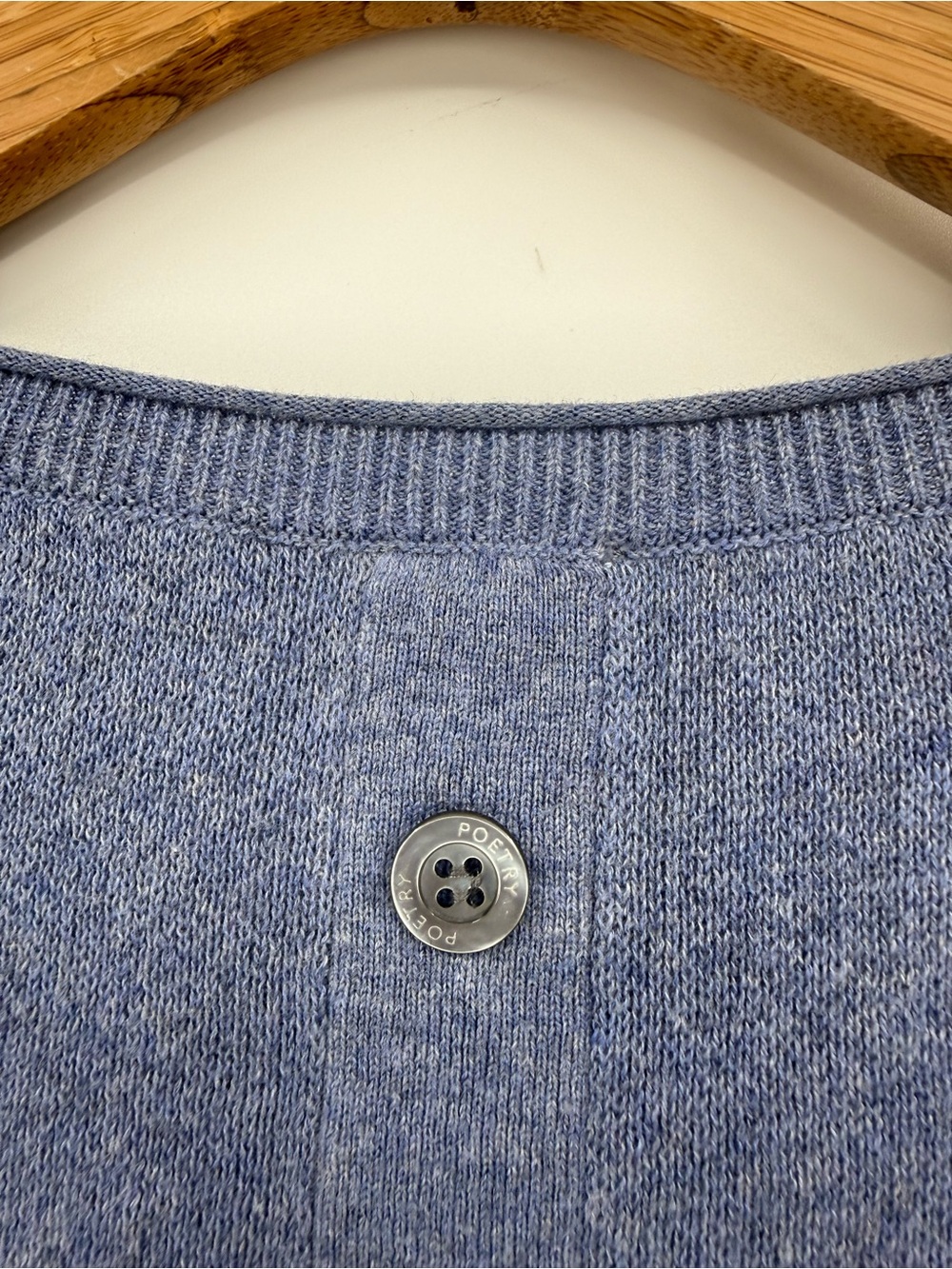 Poetry Blue Cotton Jumper Pullover Sweater with Button Up Back Size US 16 - Picture 9 of 11
